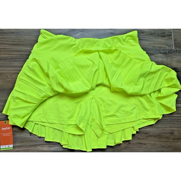 JoyGirl Women's Pleated Tennis Skort Neon Green Fluorescent SZ M - Picture 7 of 10